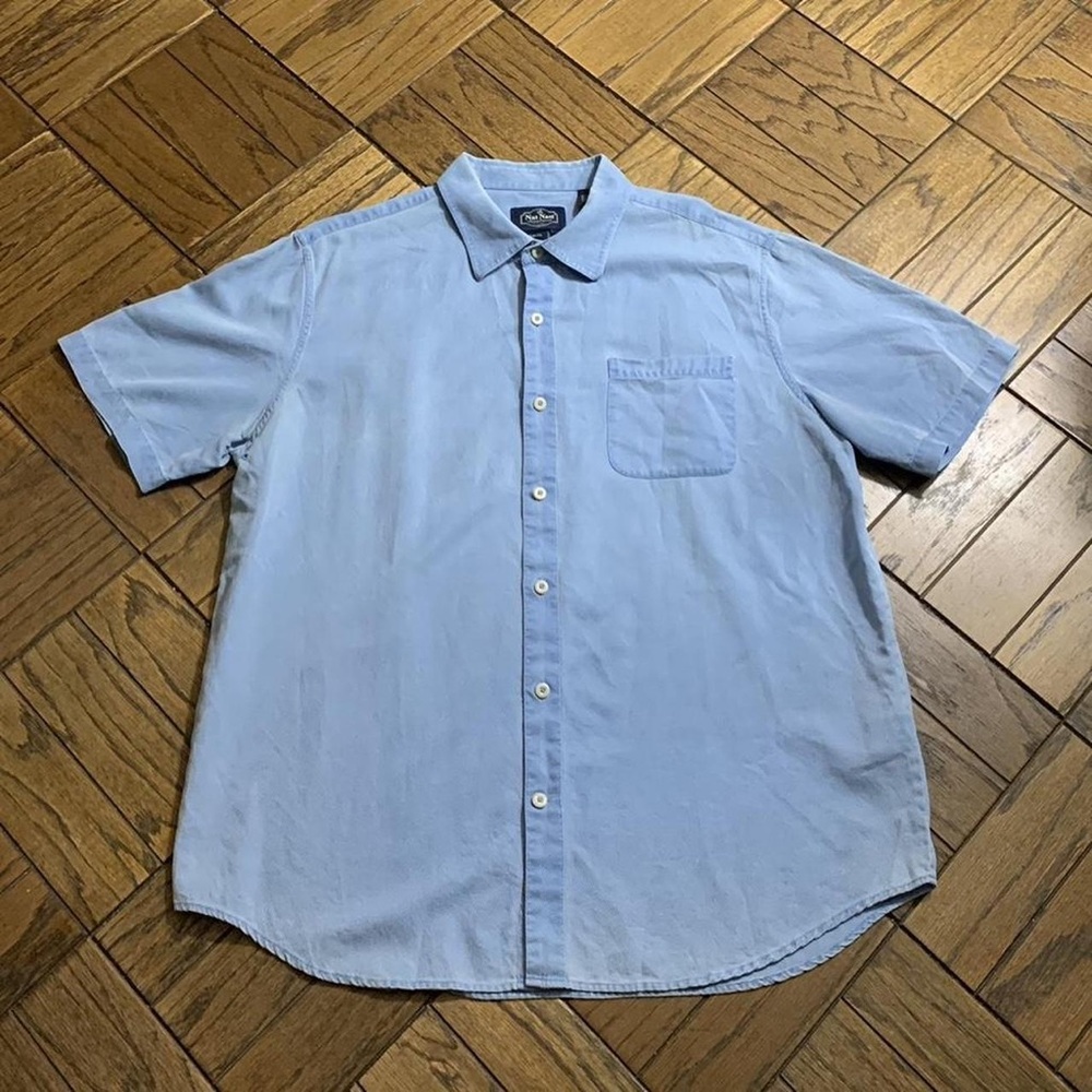 Nat Nast Sky Blue Casual Button-Down Shirt